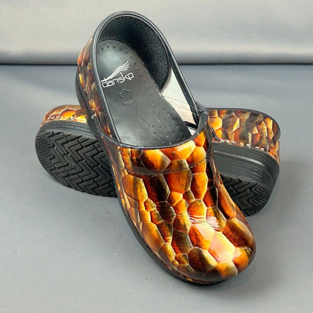 Dansko Professional Tiger Eye Patent Leather Snake Skin Print Clog EU 40 US 10 - Picture 7 of 16
